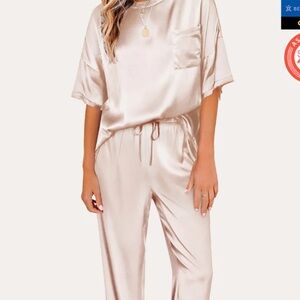Cream Silk Pajama Set